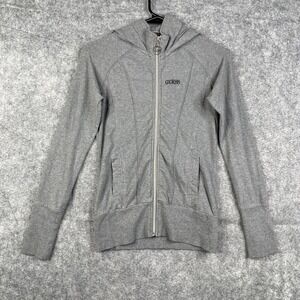 Guess Sweatshirt Women's Small Full Zip Gray Spellout Hoodie Casual Athletic